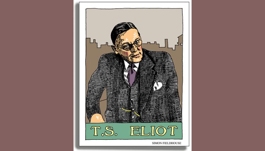 T. S. Eliot en una ilustración de Simon Fieldhouse. Licencia CC-BY-SA-3.0 GFDL
