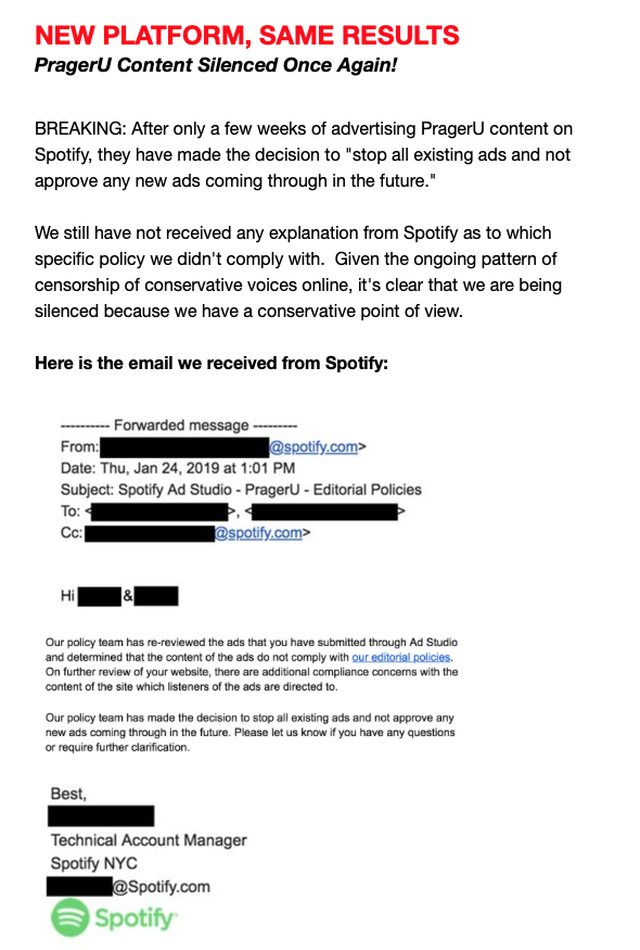Spotify censura a PragerU