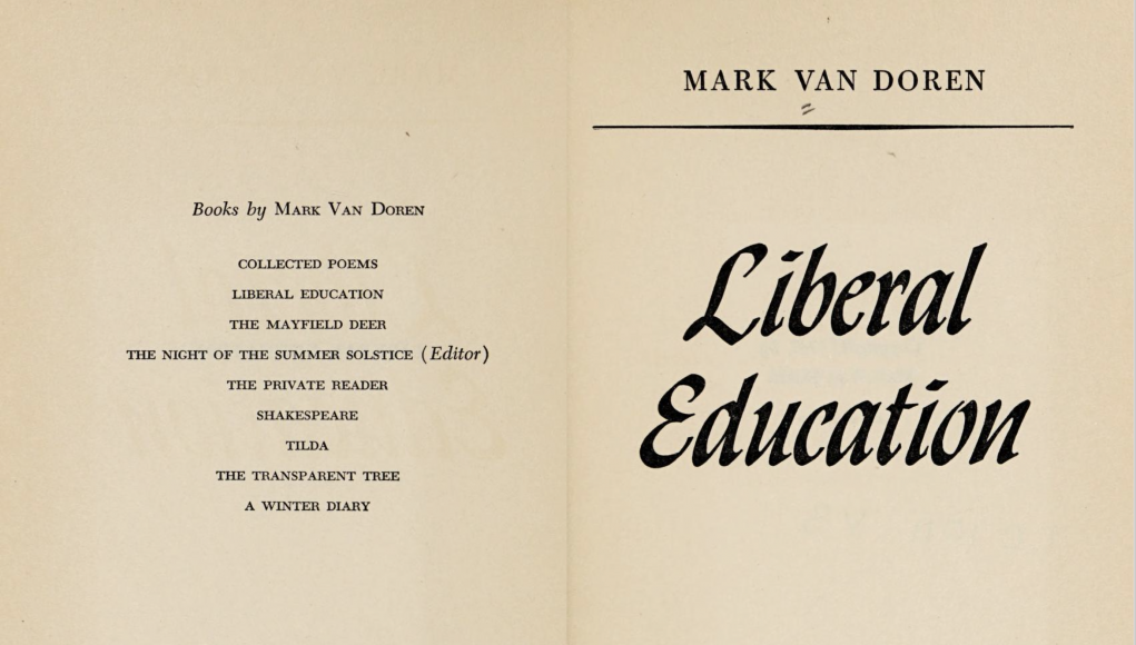 El libro Liberal Education, de Mark Van Doren