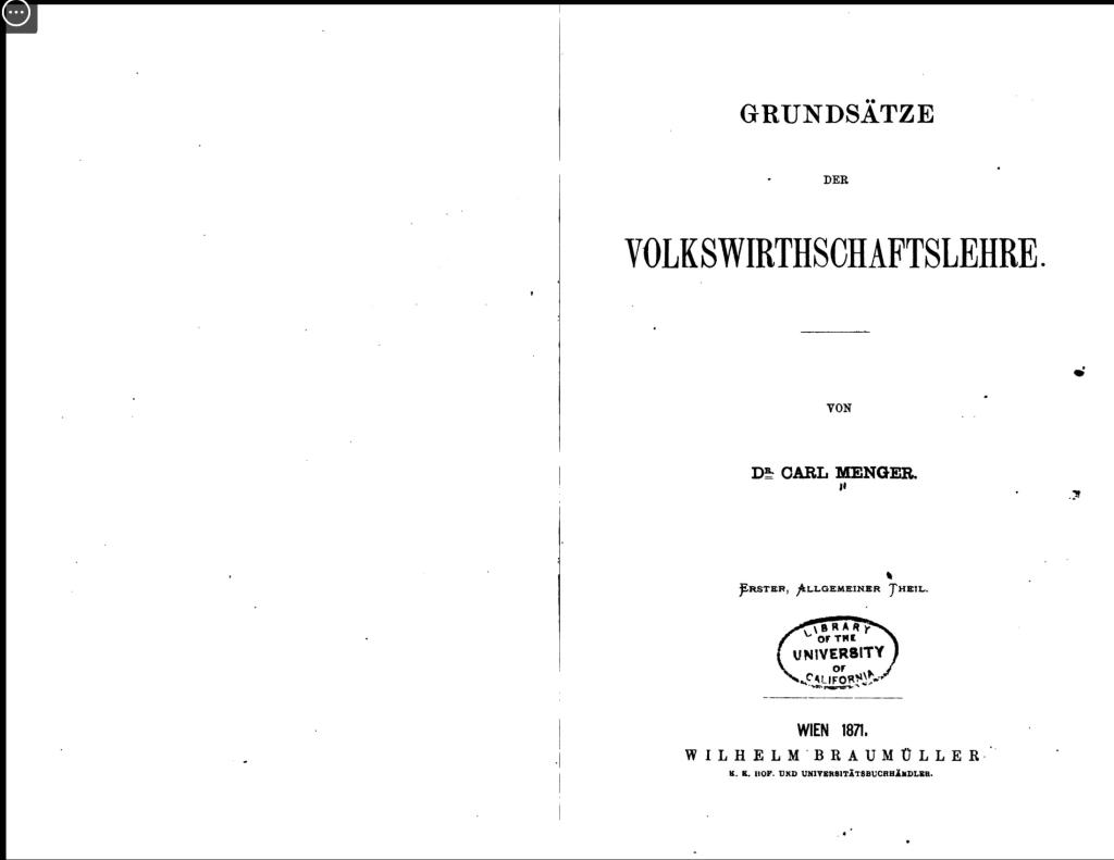Carl Menger-Grundsätze der Volkswirtschaftslehre