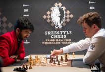 Gukesh Dommaraju, campeón del mundo, y Magnus Carlsen, número uno, juegan en Alemania un torneo de Freestyle Chess, una variante del ajedrez. Foto: Lennart Ootes / Freestyle Chess