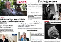 Mosaico con algunas de las informaciones de la muerte de Vargas Llosa en la prensa internacional