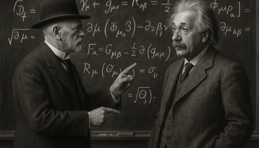 David Hilbert y Albert Einstein. Imagen generada por ChatGPT