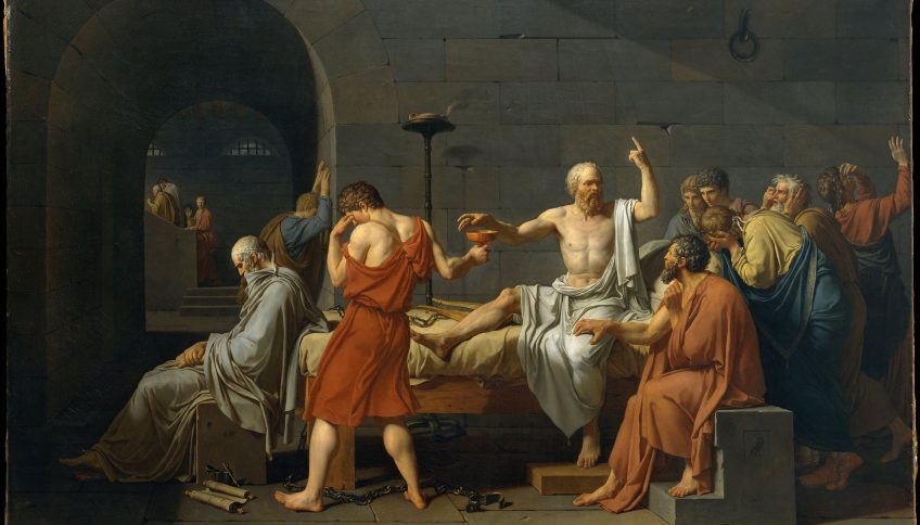 Imagen: La muerte de Sócrates. Óleo de Jacques-Louis David. Wikimedia Commons. Se puede consultar aquí: https://commons.wikimedia.org/wiki/File:Jacques-Louis_David_-_The_Death_of_Socrates_-_Google_Art_Project.jpg