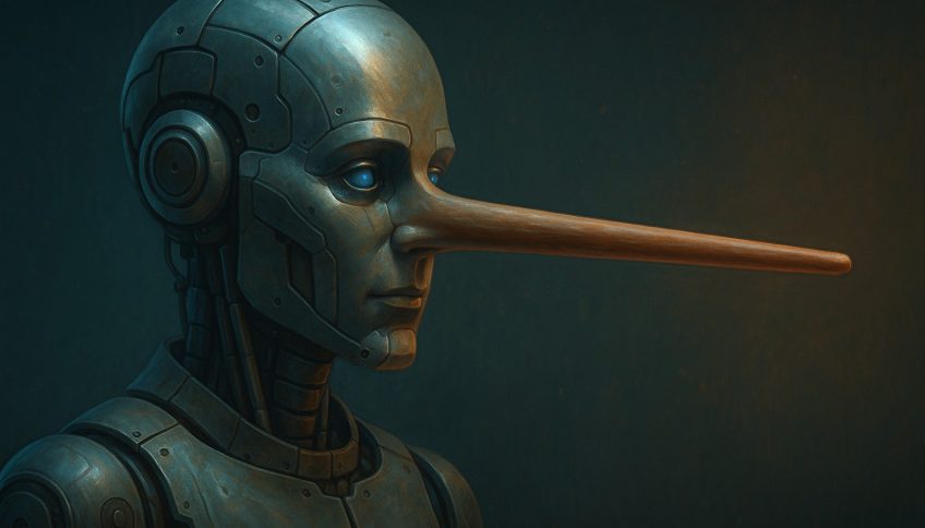Imagen creada con ChatGPT para ilustrar las mentiras de la inteligencia artificial