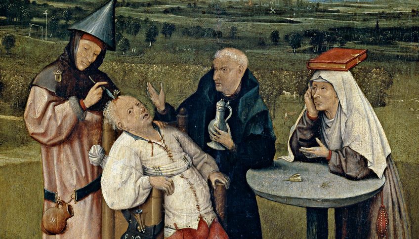 Fragmento de «La extracción de la piedra de la locura», de El Bosco. Museo del Prado