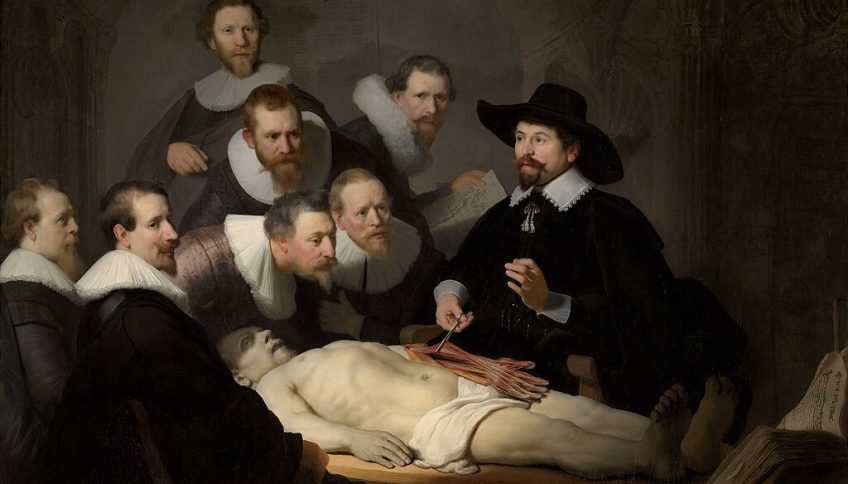 La lección de anatomía del Dr. Nicolaes Tulp (1632), de Rembrandt. Se conserva en el Mauritshuis de La Haya.