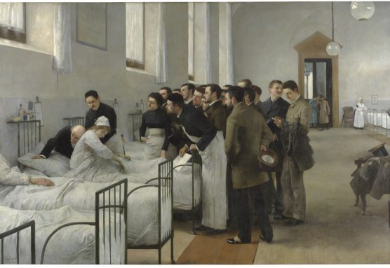 «Una sala del hospital durante la visita del médico en jefe», de Luis Jiménez Aranda. ©Museo Nacional del Prado
