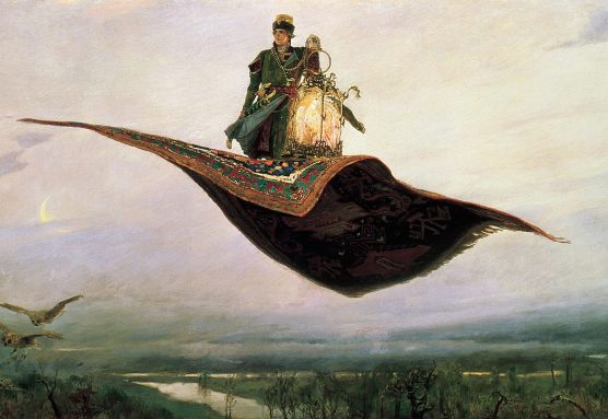 Imagen: La alfombra voladora (1880), óleo de Viktor Vasnetsov. Dominio público, vía Wikimedia Commons