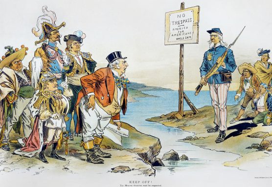 Doctrina Monroe. Ilustración de F. Víctor Gillam