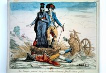 Cartel de 1789 que representa al Tercer Estado aplastado por los otros dos