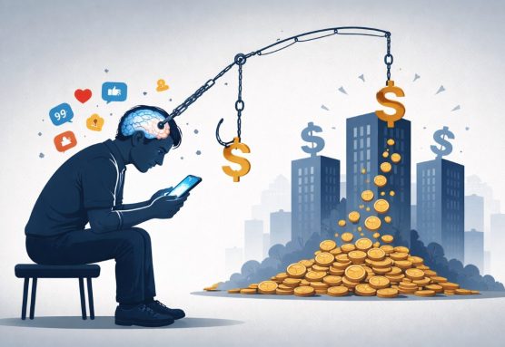 Imagen creada por ChatGPT para ilustrar el negocio multimillonario de robar nuestra atención