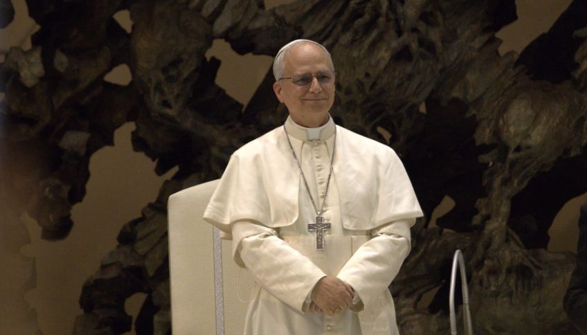 El papa León XIV, durante una audiencia. © Edgar Beltrán, The Pillar, con licencia Creative Commons