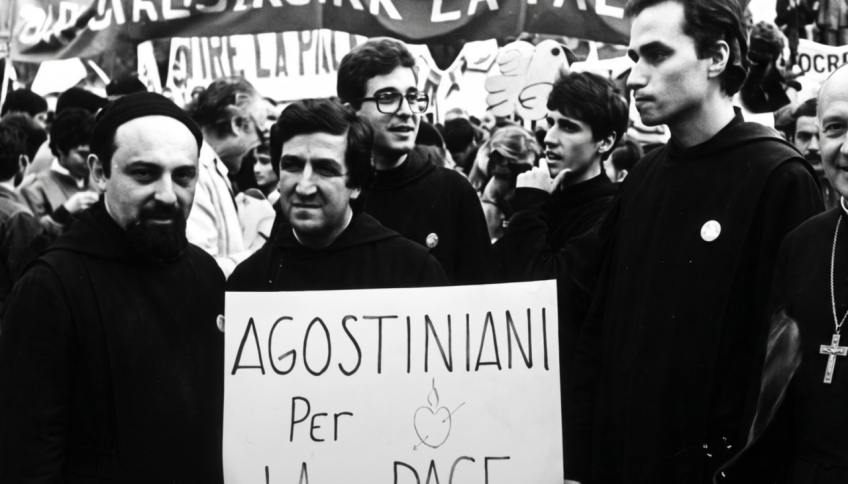 Robert Prevost (drcha.) en 1983. © Gianni Novelli, dominio público, vía Wikimedia Commons