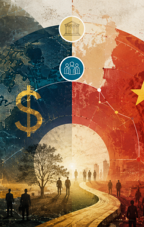 Collage económico: dólar, China y Creso (generado con ChatGPT)