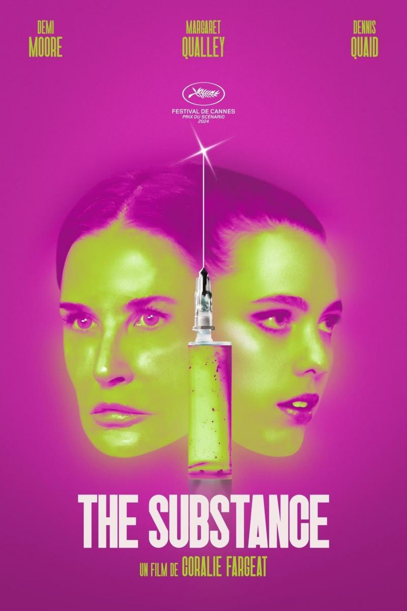 Cartel de «La sustancia» (2024), con Demi Moore y Margaret Qualley. Un buen ejemplo de la figura del doppelgänger