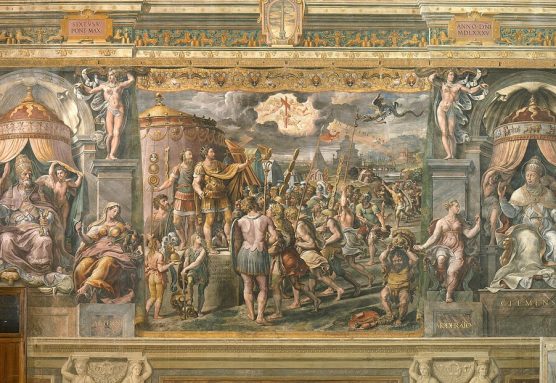 Visión de la Cruz por Constantino. Obra de la escuela de Rafael en las estancias vaticanas.