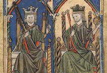 Los reyes de Galicia y León Fernando II y Alfonso VIII en una miniatura medieval